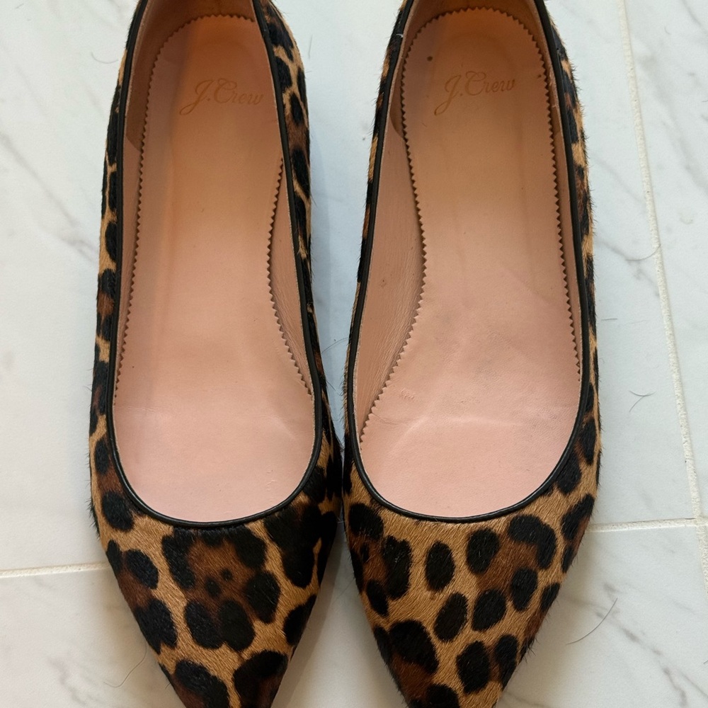J. Crew Brown and Black Flats Luxurious Leopard Design